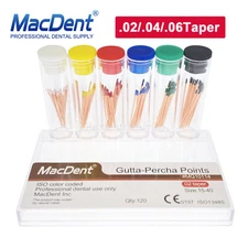 MacDent Dental Endo Gutta Percha Points Root Canal .02/.04/.06 Taper #15-#80
