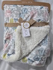 Lila Jack Baby Blanket, White Floral, 30" x 40" BRAND NEW