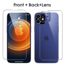 For iPhone 14 Pro Max Tempered Glass Screen Protector Camera Lens +Front +Back