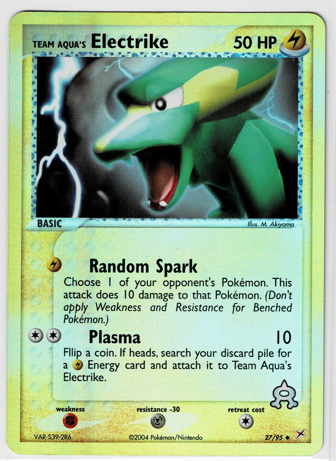 Team Aqua's Electrike 27/95 Pokemon Team Magma vs Aqua Reverse Holo MP