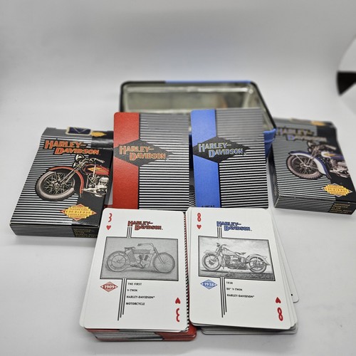 1997 Harley-Davidson Motorcycle LtdEdition Tin & Historic PlayingCards 1903-1950 - Picture 5 of 7