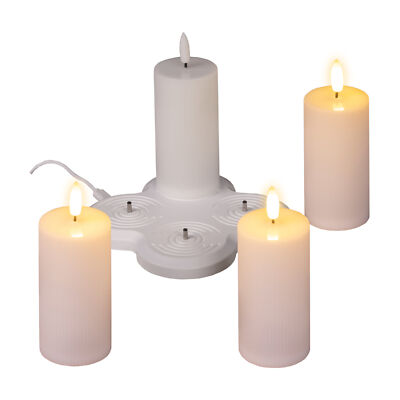 LED Akku Kerze + Ladestation 4er Set - 10x5 cm