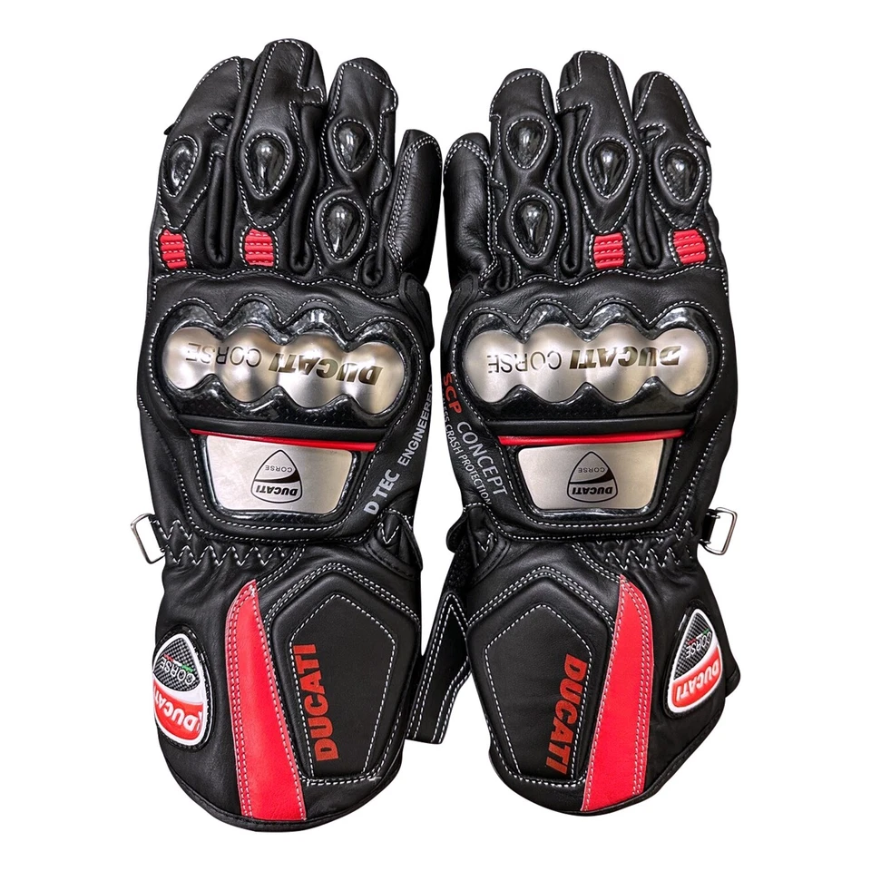 Guantes de cuero para carreras de motocicletas Ducati Corse | Bicicleta protectora para montar moto Foto 3 de 4