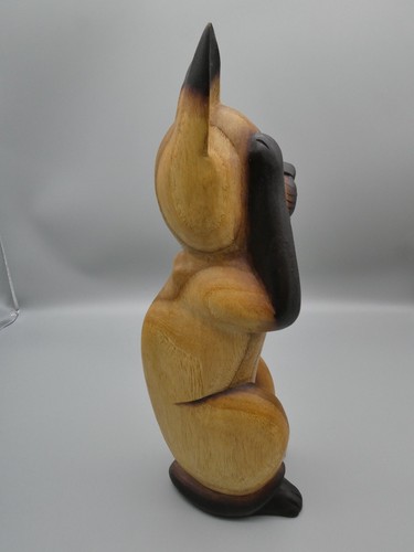 MCM Siamese Cat Solid Wood Figurines Folk Art Sculptures Hand Carved 12" 5pc Set - Picture 10 of 22