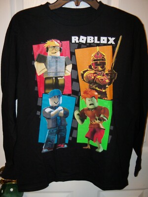 Roblox Characters Black Long Sleeve Shirt Boys Size Large 14 16 Nwt Ebay - roblox character measurements