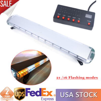 51'' 96 LED Strobe Light Bar Emergency Beacon Warn Tow Truck Response Amber White