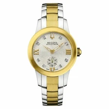 Bulova Accutron 65P100 Masella Two Tone Silver Dial Swiss Made Womens Watch 