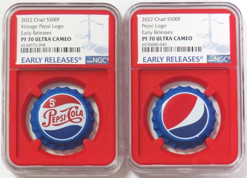 2022 SILVER CHAD PEPSI LOGO 500 FRANCS RED CORE NGC PROOF 70 UC EARLY RELEASES