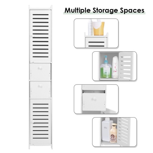 118cm Bathroom Storage Cabinet Organiser Cupboard Shelf Laundry Toilet Tall Slim - Picture 10 of 12