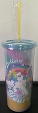 MY LITTLE PONY 20oz TRAVEL TUMBLER STRAW CUP RETRO STYLE G1 NEW/SEALED