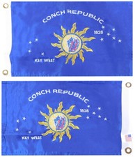 12X18 Conch Republic Key West Nylon Embroidered SEWN Double Sided BOAT CAR Flag