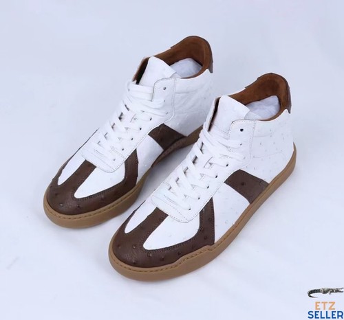 Uomo: Scarpe vera pelle di struzzo pelle fatto a mano Marrone/Bianco Taglia  07-11US #72 | eBay