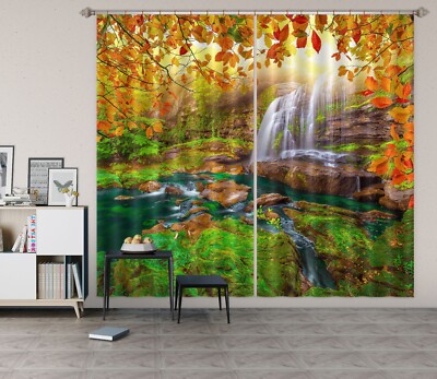 3D Autumn Leaves ZHUA3022 Photo Curtain Window Blockout Fabric Vera 2023