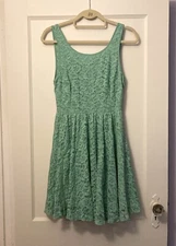 Pins and Needles teal lace open back dress, 2