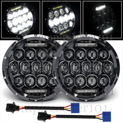 Pair 7 Inch Round LED Headlights Halo Angle Eyes For Jamaica