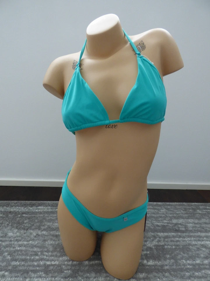 Wicked Weasel matt lycra Bikini aqua türkis 2595 cheeky & 3553 tri top S / L Neu - Bild 4 von 4