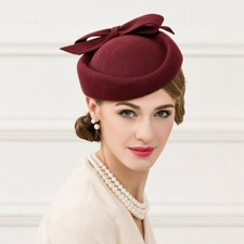 Ladies Felt Wool Fascinator pillbox Formal Wedding Bridal Hat Headpiece CK016