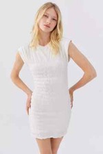 Urban Outfitters UO Tatum Smocked Mini Dress White Bodycon Cutout XS New 234415