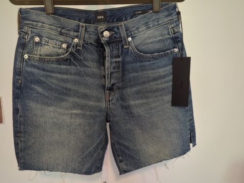 NEW Edwin Cai Shorts Womens Sz 31 Blue Anthropologie Jean Shorts 7" Inseam Long