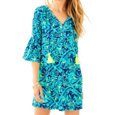 Tunique Lilly Pulitzer Del Lago Indigo Midnight Cove - Taille XS - Neuf Avec étiquettes - Style Tunic Bleu