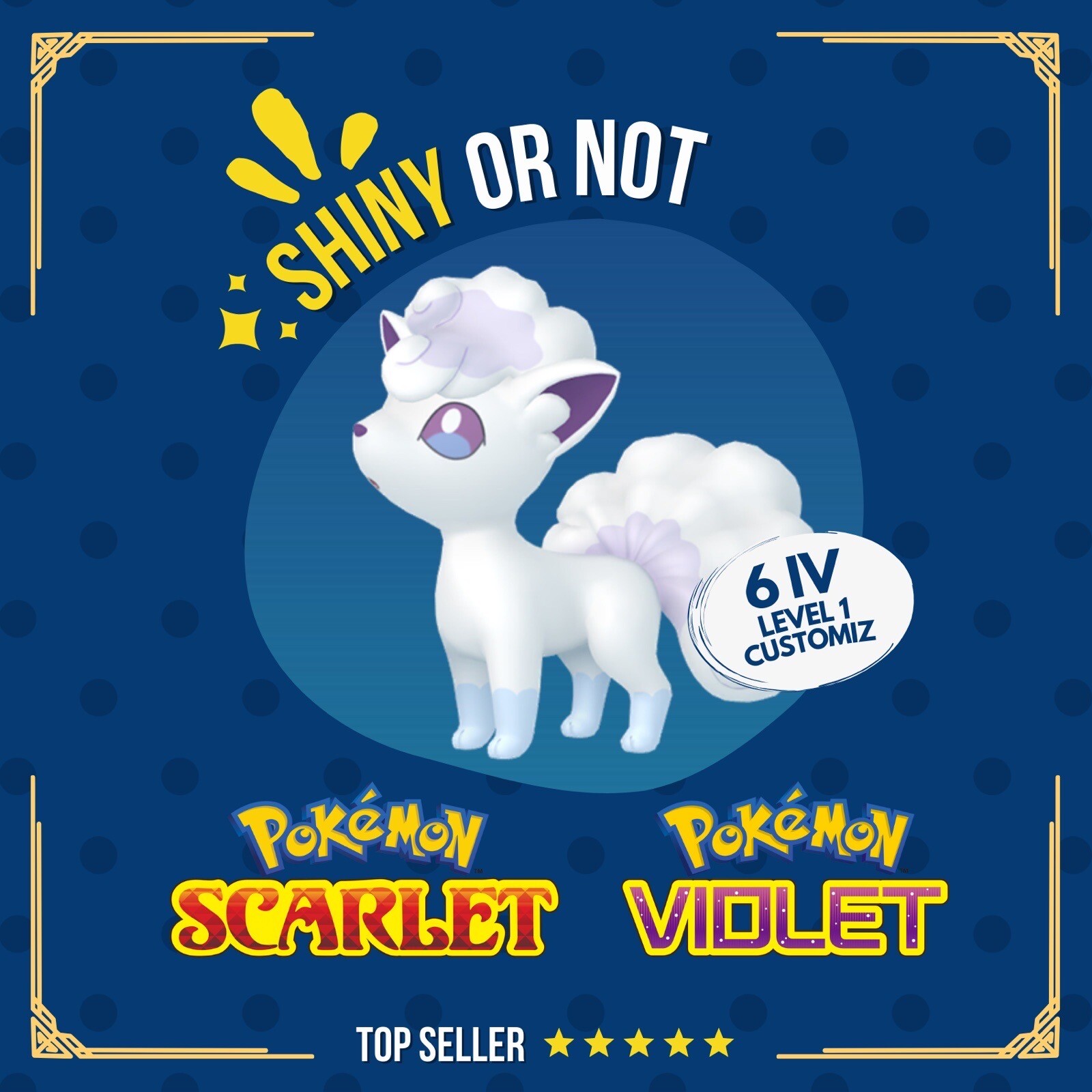 Vulpix Alolan Shiny or Non ✨ 6 IV Customizable Level OT Pokémon Scarlet Violet