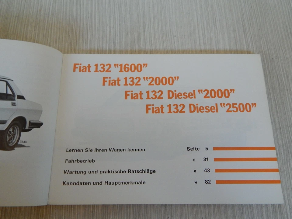 MANUALE USO MANUTENZIONE ORIGINALE 1978 FIAT 132 1600 2000 2500 D IN TEDESCO - Immagine 3 di 4