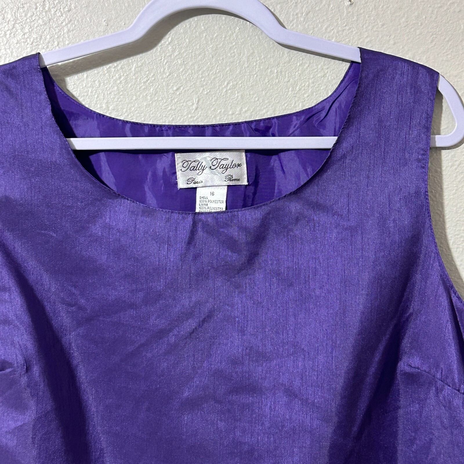 Tally Taylor Womens Top 16 Purple Shiny Sleeveless Formal Blouse Side Zip Lined