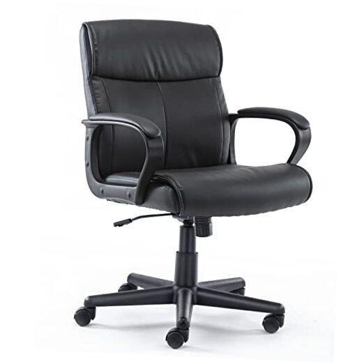 Executive Office Chair with Padded Armrests Mid Back Lumbar Support and Black