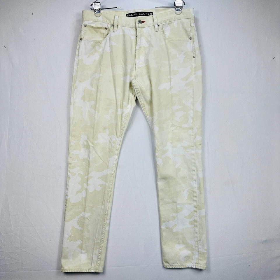 Pantalones de mezclilla Ralph Lauren etiqueta negra camuflados naturales crema para hombre 36 x 32 calce ajustado Foto 2 de 4