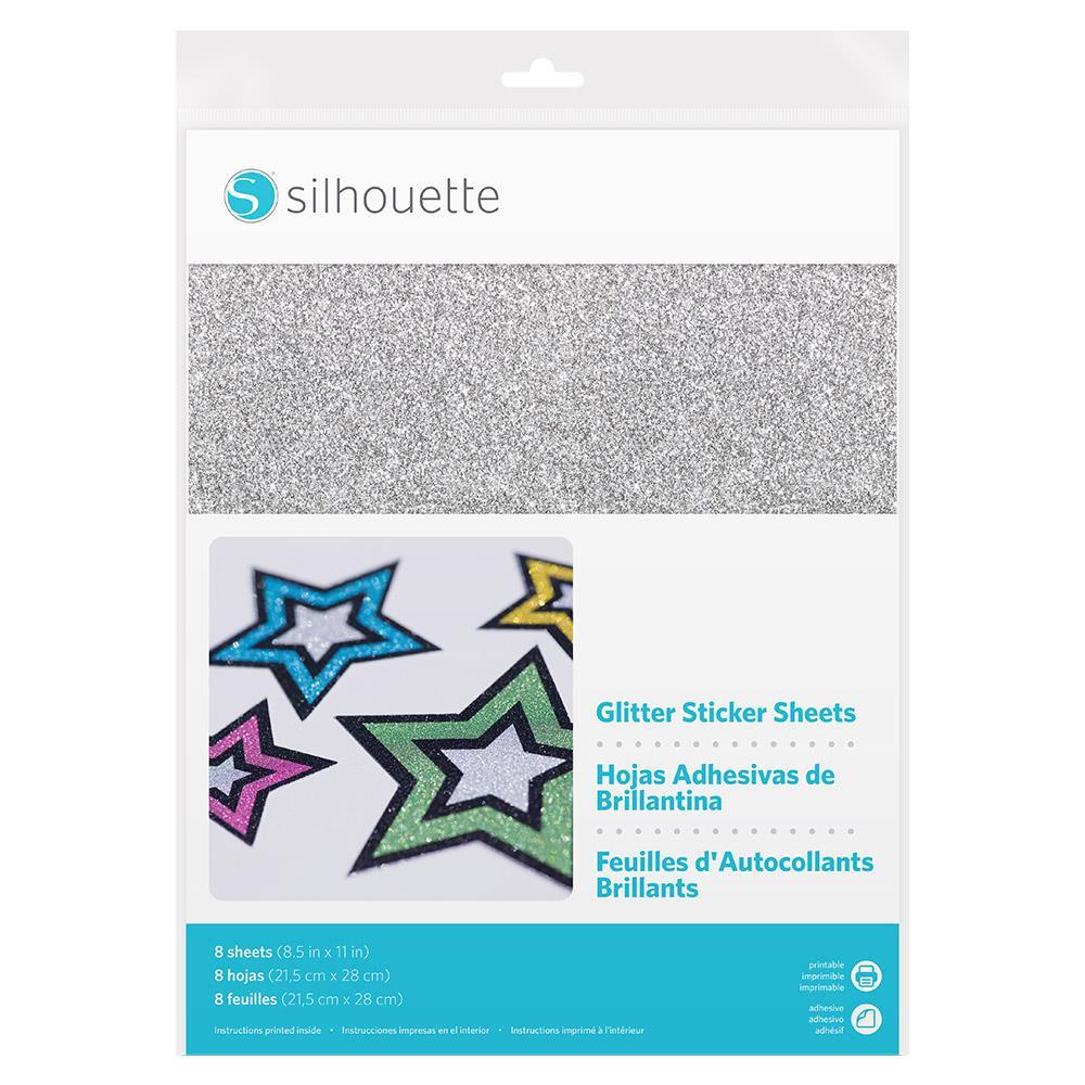 Silhouette Glitter Sticker Sheets Silver Custom Designs Cameo, Portrait & Curio