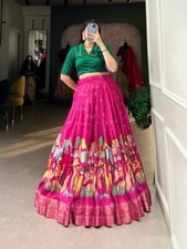 Attractive Look Dola Silk Pink Color Lehenga And Green Color Blouse For Wedding