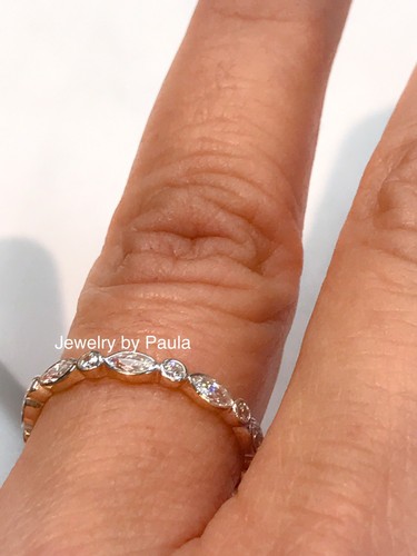 14k Solid Yellow Gold Eternity Stackable Ring Endless Wedding Band Lab Created - Picture 3 of 12