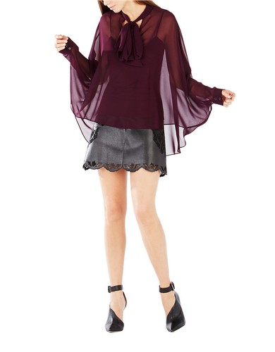 NUEVO BCBG MAX AZRIA DEEP PORT KATEY CUELLO CORBATA TOP CAMPESINO IQI1V442/S444A TALLA M/L - Imagen 3 de 3