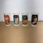 Vintage Set of 4 Drinking Glasses 1970s Nude Naughty Striptease Highball 5" Rare