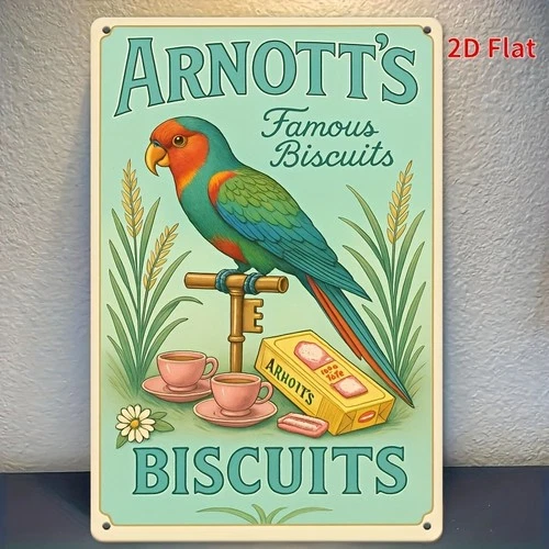 [2D Flat] 1pc Vintage-Inspired Arnott' Famous Biscuits Wall Tin Metal Signs 8x12