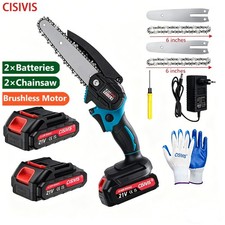 2*6 Inch Mini Cordless chainsaw Handheld Electric Chainsaw Wood Cutter+2 Battery