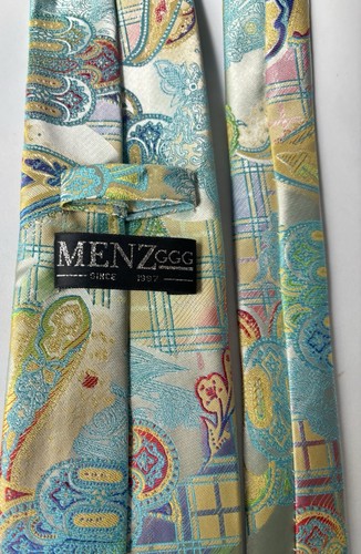 MENZ GGG Men's Necktie Designer Paisley Geometric Tie - Picture 3 of 3