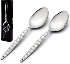 Chef Kunz Spoon Set 18/10 Silver Stainless Steel Serving Sauce Spoon 9 Inch