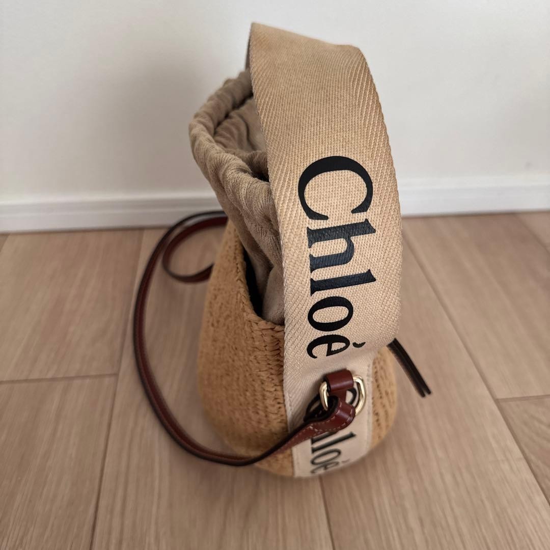 Chloe woody small bucket Shoulder Bag Basket bag beige Calfski From Japan