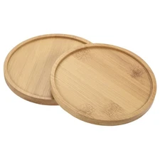 Plant Pot Saucers OD Bamboo Round Flower Drip Tray for Indoors 4.7 Inch