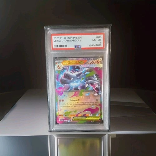 2025 POKEMON PFL EN-PHANTASMAL FLAMES #013 MEGA CHARIZARD X EX PSA 8
