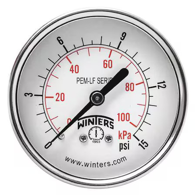#ad Winters Pem1436lf Lead Free Pressure Gauge 0 To 15 Psi 2 1 2 In Dial 1 4 In $14.29