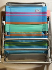 Rio Beach Low Lightweight Folding Beach Chair Striped Pattern Wood Armrests NICE