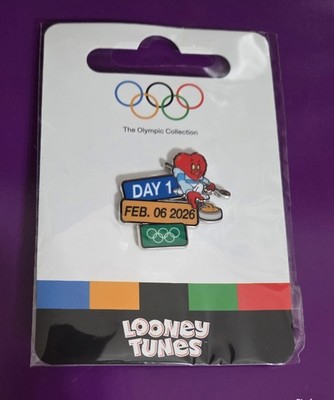 Milan Milano 2026 WINTER OLYMPIC DAY 1 , FEB 06  2006 LOONEY TUNES CURLING PIN