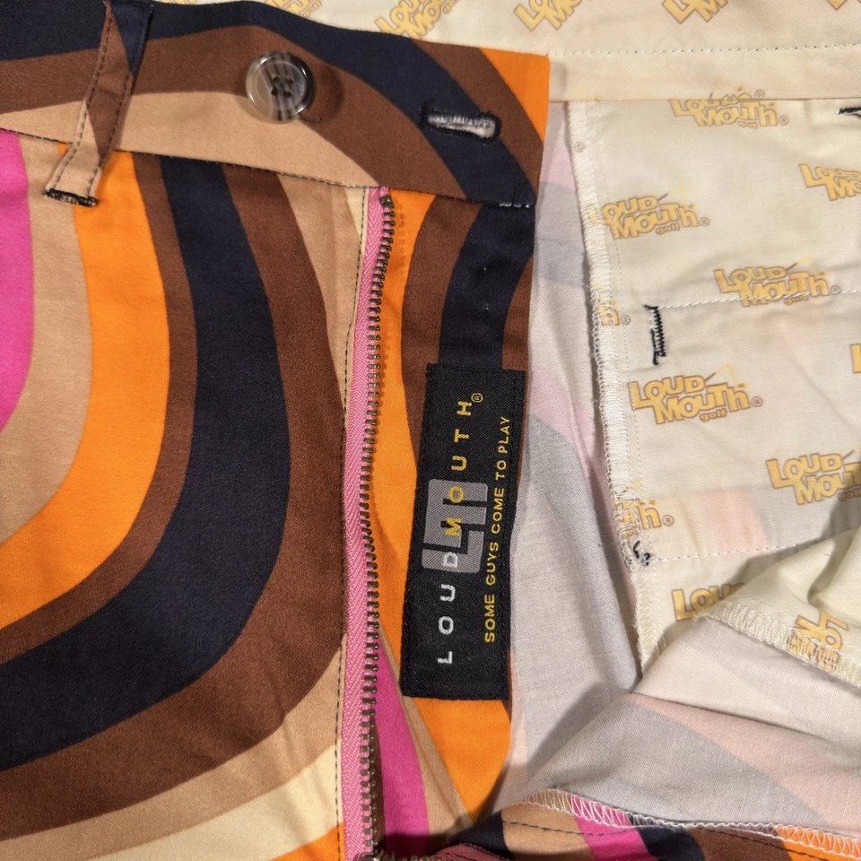 Pantalones cortos de golf Loudmouth para hombre talla 38 retro rayas geniales coloridos entrepierna de 11” Foto 3 de 4