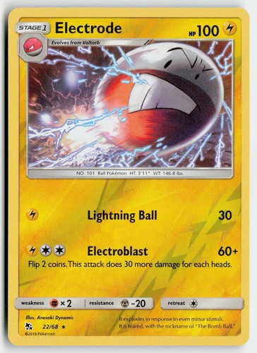 ELECTRODE 22/68 RARE HIDDEN FATES POKEMON REVERSE HOLO LIGHTLY PLAYED
