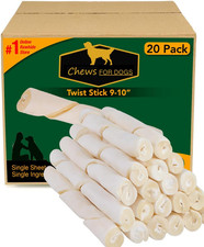 Chews for Dogs Premium Rawhide Twist Sticks 9-10 Inches Dog Treat. Extra Thick,