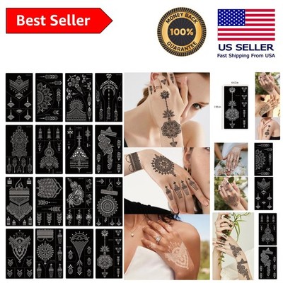 Reusable Henna Tattoo Stencils Set - 16 Elegant Designs for Parties and Events