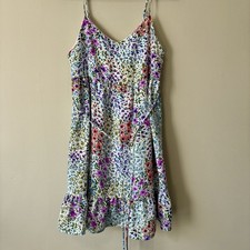 Everly Floral Ruffle Bottom Spaghetti Strap Dress Sz Small Coquette Feminine