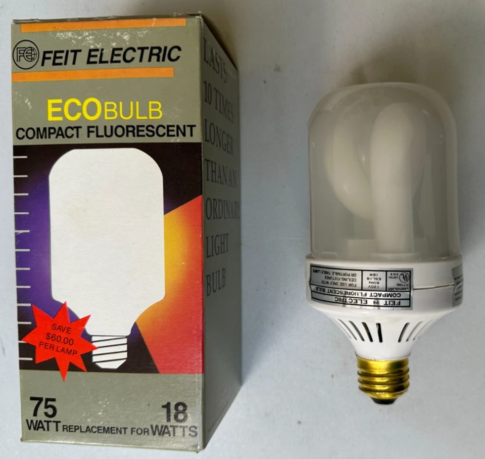 Feit Electric ESL18 75Watt Compact Fluorescent Table Lamp Light Bulb 18W ECOBulb - Image 2 of 4